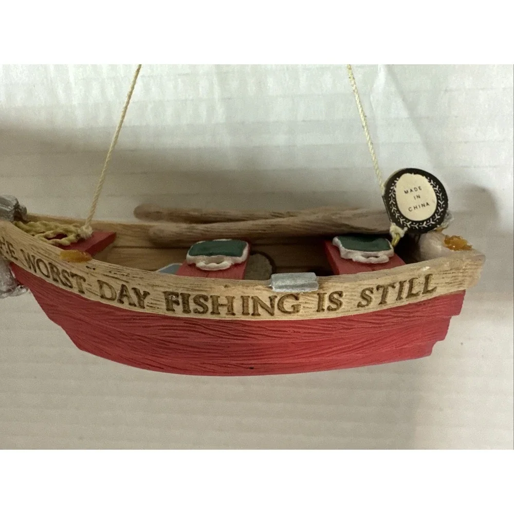 Fish Rowboat Christmas Ornament 